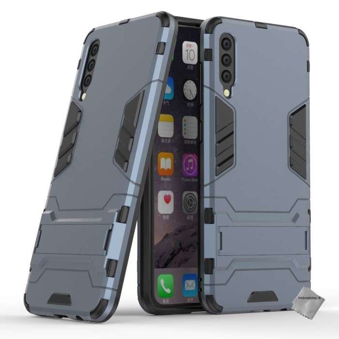 Coque rigide anti choc pour Samsung Galaxy A50 + film ecran - BLEU FONCE