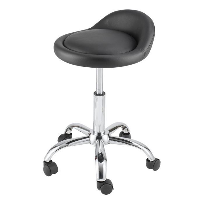 Yaheetech Tabouret de bureau Chaise pivotante hauteur r/églable /à roulettes en cuir synth/étique Blanc