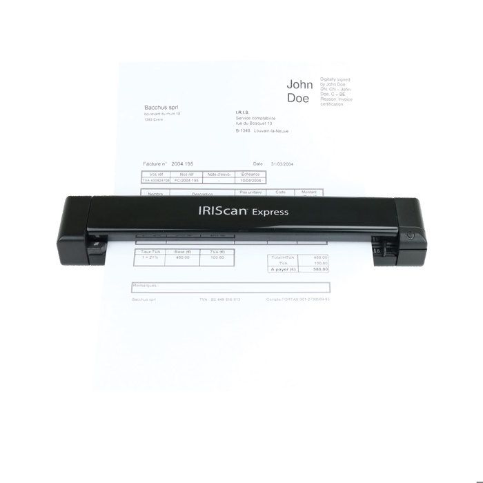 Scanner portable IRIS IRISCan Express 4 – USB – 8PPM Simplex – Format carte de visite – Résolution 300 ppp
