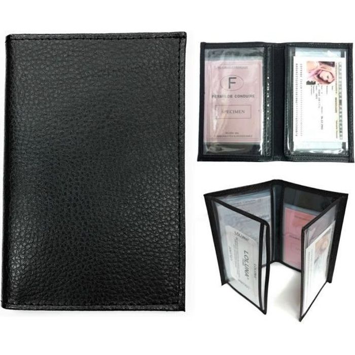 Pochette Etui Protection cuir Porte Carte Grise - papiers voiture