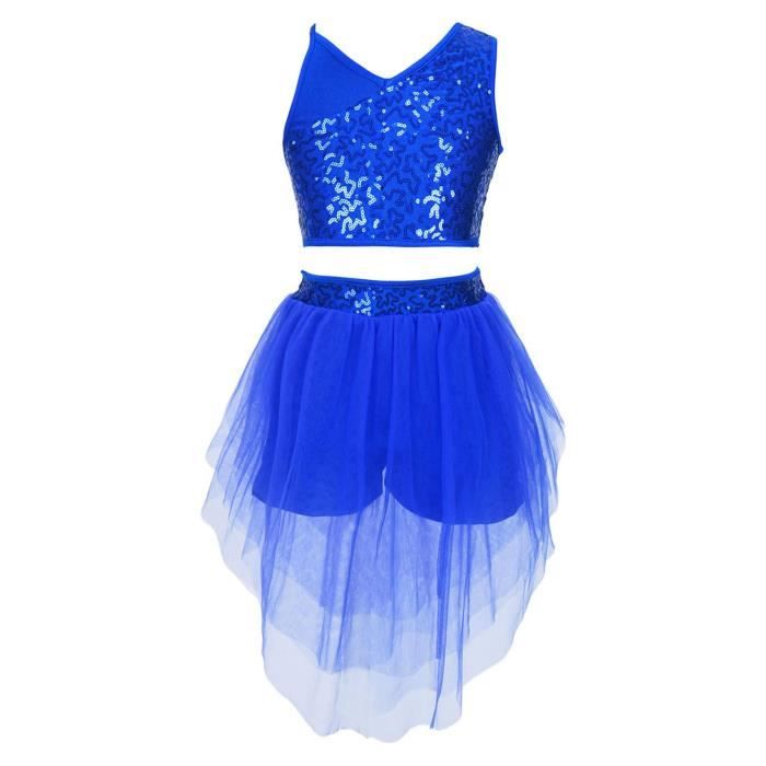 Robe De Danse Pailletée Pour Fille 5-16 Ans - Justaucorps Lyrique, Dos Nu, Idéal Pour Patinage Et Spectacle
