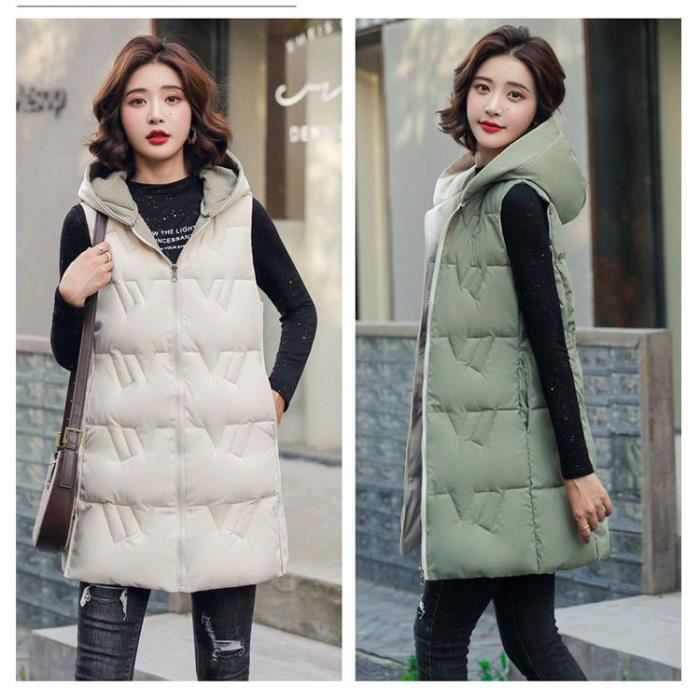 CRAZE Gilets Veste d'hiver Femmes Gilets sans manches Veste matelass?�e ?� capuche Manteaux 