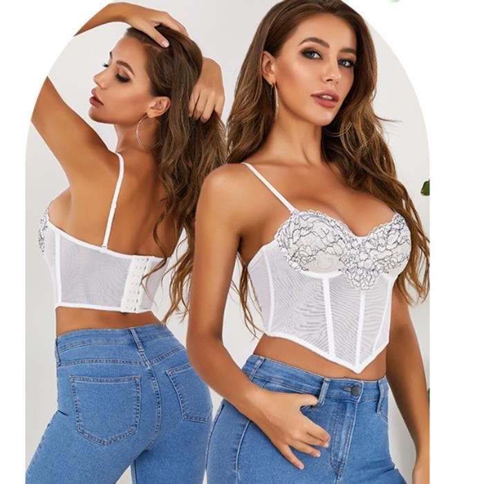 Corset femme bustier sexy lingerie gothique vintage corsets jarretelle  medieval grande taille top Blanc - Cdiscount Prêt-à-Porter