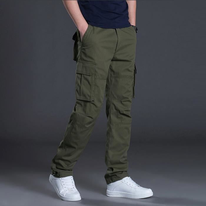 Pantalon cargo homme taille élastique coupe large