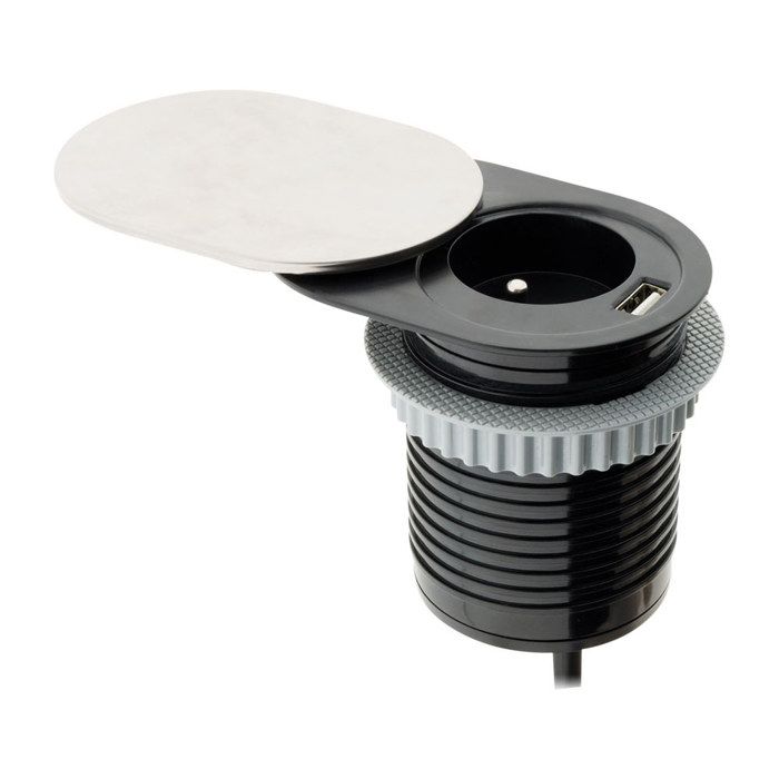 Bloc prise encastrable compact /à glissi/ère avec port USB Otio
