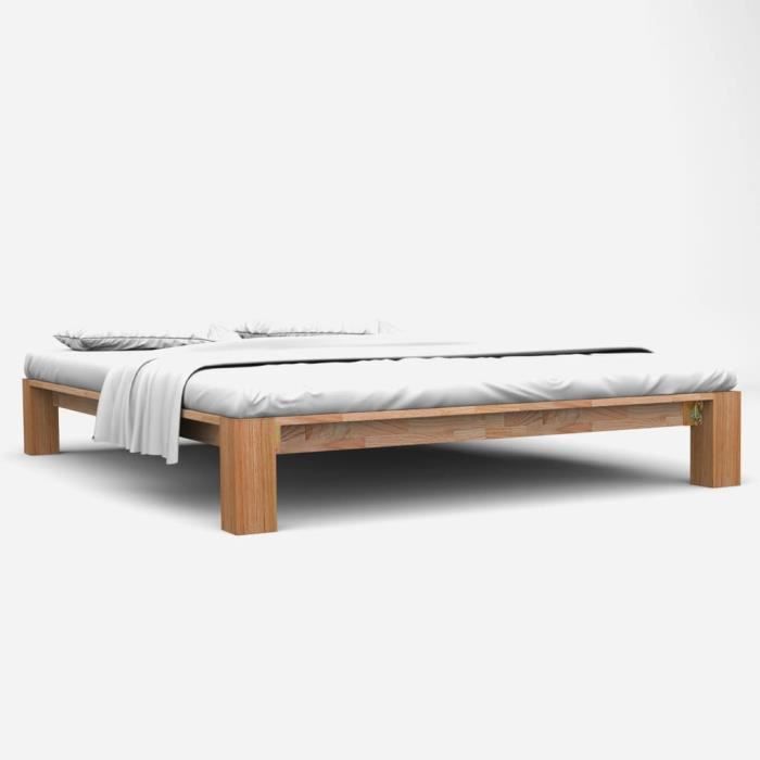 Cadre De Lit 160x200 Cm Bois De Chene Massif Achat Vente Structure De Lit Cadre De Lit 160x200 Cm Bois Cdiscount