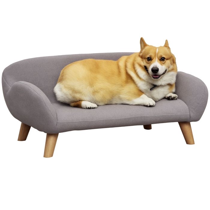 PawHut - Canapé pour animaux - Tissu polyester au toucher lin - 72x44x31cm - Gris clair PawHut - Canapé pour animaux - Tissu polyester au toucher lin - 72x44x31cm - Gris clair
