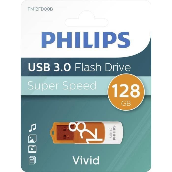 Philips Clé USB 3.0 Vivid 128 Go Blanc et orange