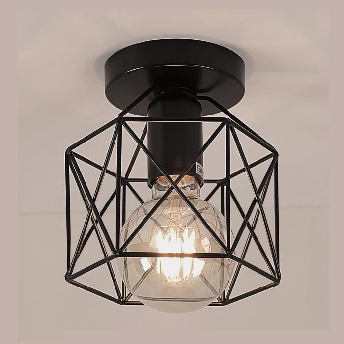 Lustre Plafonnier Hofstein Métal – Noir / Chrome / Blanc – 4 à 6 Lumières – Neuf