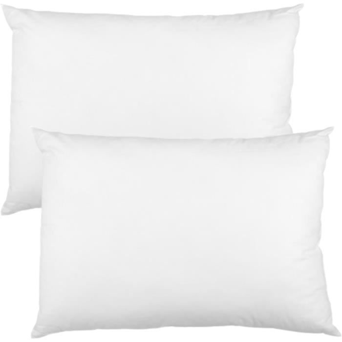 Oreiller Bien Etre 100% Percale Blanc Et Microfibre 900 G 60x60 Cm