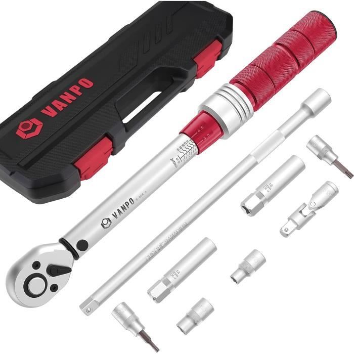 Clé Dynamométrique VANPO 20-220Nm – Tête Interchangeable 14x18mm + 1/2″ – NEUVE