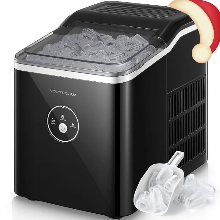 Machine à Glaçons Portable HOMCOM – 12kg/24h, 9 Glaçons Ronds En 6-12 Min | Silencieuse, Avec Panier Et Pelle