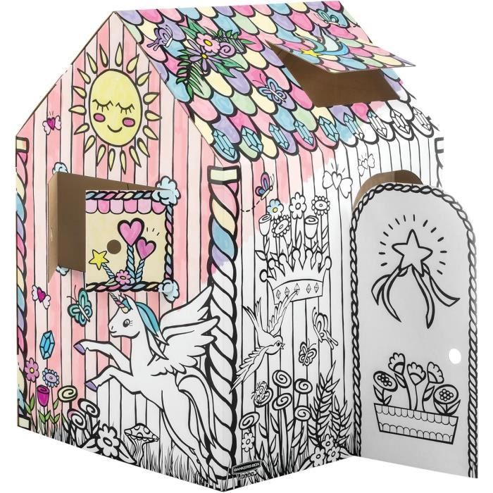 Château En Carton Géant BANKERS BOX – 108 X 94 X 94 Cm – À Colorier, FSC, Recyclable – Dès 3 Ans