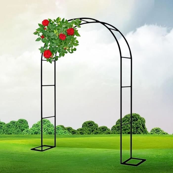 Arche De Jardin En Métal Noir - Demi-tonnelle Pour Plantes Grimpantes - Dimensions 1,8x2,4 M - Résistante Aux Intempéries