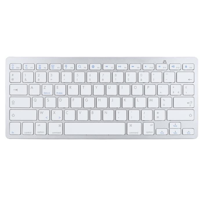 Clavier Bluetooth – SURENHAP – AZERTY Français – Sans fil – Compatible iOS/Android/Windows – Argent