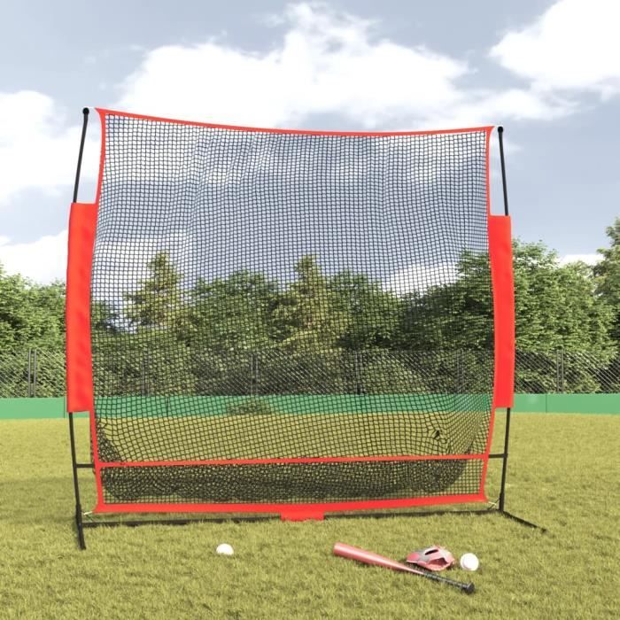 Filet de baseball portable noir/rouge 215x107x216 cm polyester