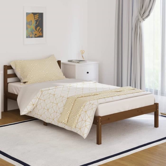 lit de jour jille - chic méridienne - structure de lit bois massif de pin 100x200 cm marron miel