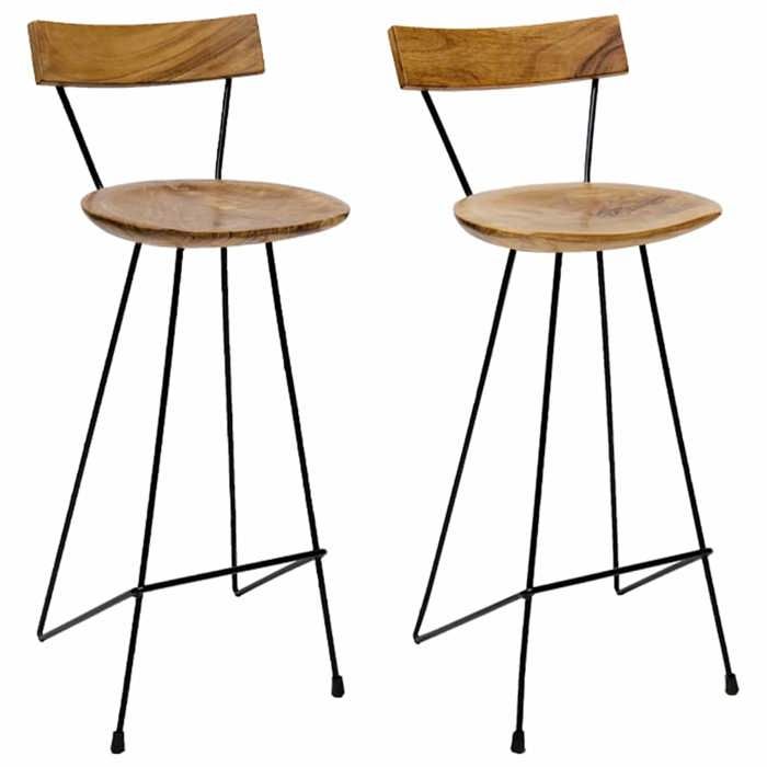 vidaXL Tabourets de bar 2 pcs Bois de teck massif