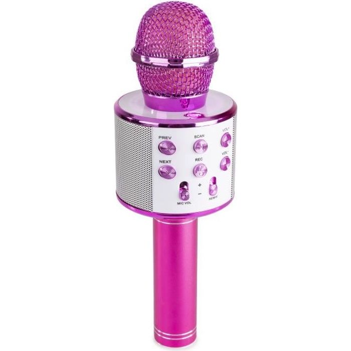 MAX KM01 Kit Deux Microphones Karaoké Micro Sans Fil Bluetooth - Rose