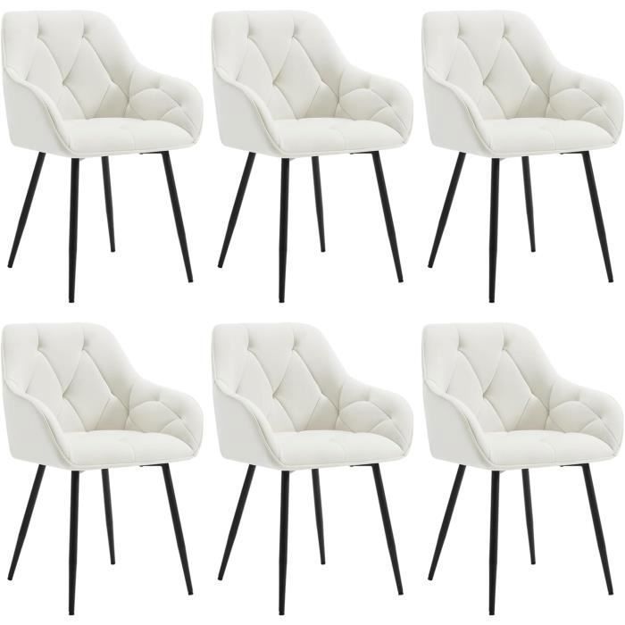 WOLTU Lot de 6 Chaises de Salle à Manger Ergonomique Chaise de Cuisine en Velours Rembourrée Pieds en Métal Crème W0ATT0142-6 WOLTU Lot de 6 Chaises de Salle à Manger Ergonomique Chaise de Cuisine en Velours Rembourrée Pieds en Métal Crème W0ATT0142-6