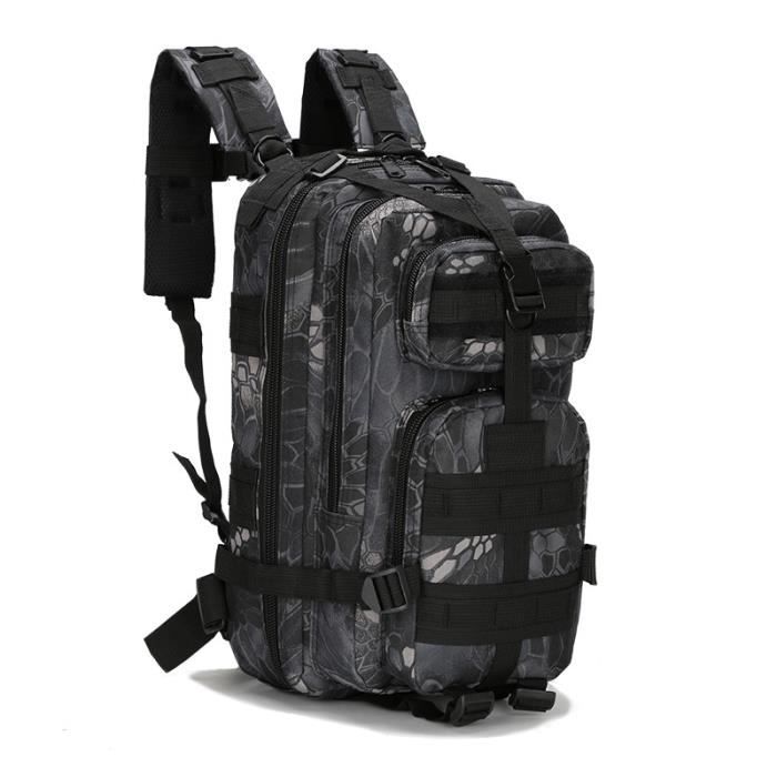 Sac à dos de randonnée 25-30L tissu imperméable sac à dos militaire adapté pour lalpinisme courts trajets Noir1