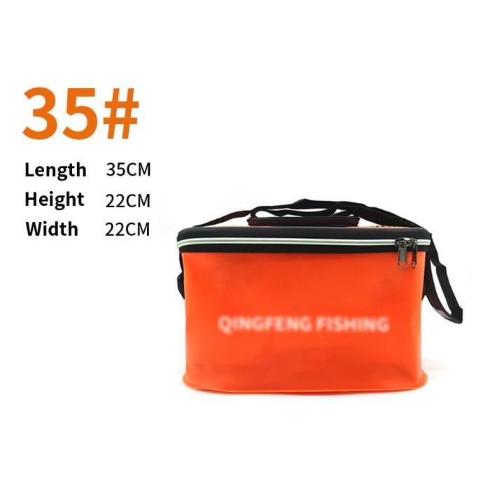 Seau de Pêche EVA Pliable Portable Imperméable avec Poignée de Transport Poches Latérales pour Poissons Vivants (40CM, Noir