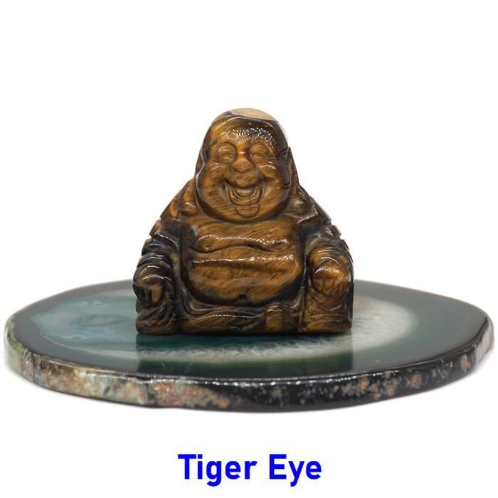 PIERRE VENDUE SEULE,Tiger EyeStatue de bouddha en cristal naturel, 1.