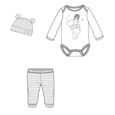 Ensemble Pantalon, Body et Bonnet bébé Winnie L'ourson Blanc/gris 18 mois-1
