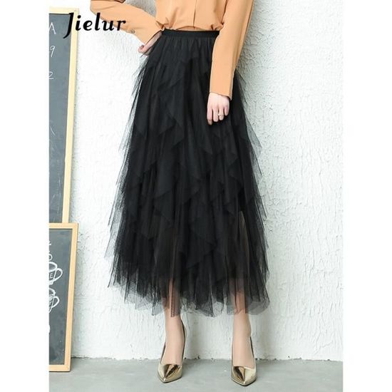 Jupe,Jupe Tutu élastique en Tulle pour femmes, jupe longue plissée, taille  haute, mode coréenne, Kpop, noire-kaki - Type 958 black Blanc - Cdiscount  Prêt-à-Porter