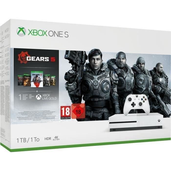 Xbox One S 1 To + 5 jeux Gears of War + 1 mois1