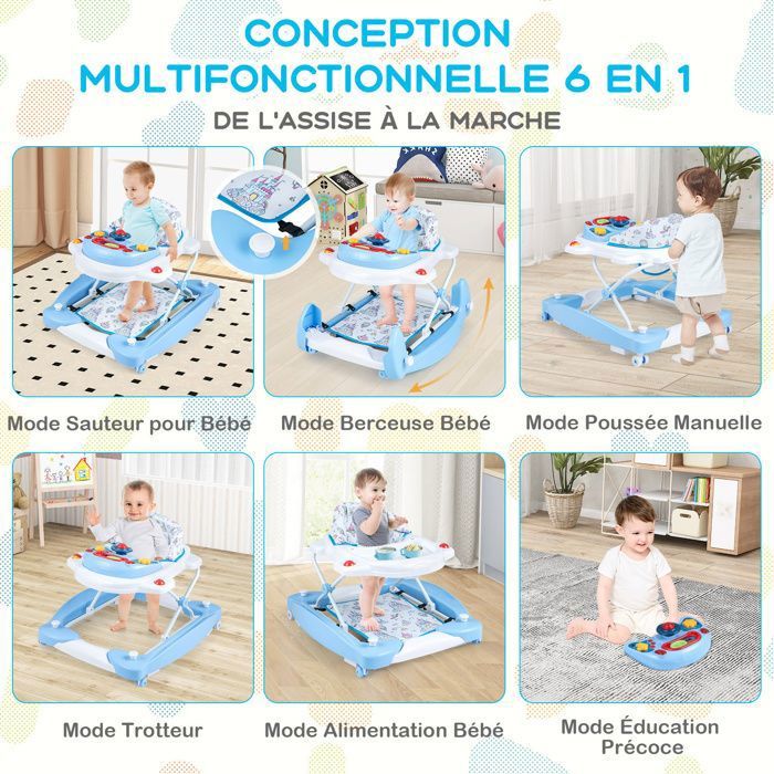 Réglage Hauteur Bébé Trotteur Bébé 2 En 1 UBRAVOO - Avec Plateau Musical Et Réglage Hauteur - Pour 6 à 18 Mois Trotteur Réglable Hauteur 6-18 Mois Réglage Hauteur Bébé Trotteur Bébé 2 En 1 UBRAVOO - Avec Plateau Musical Et Réglage Hauteur - Pour 6 à 18 Mois Trotteur Réglable Hauteur 6-18 Mois