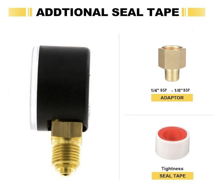 Manomètre 0-7 Bar (0-100 PSI) 60mm Avec Adaptateurs - Pour Pompe De Puits, Mesure Basse Pression Gaz/Liquide - BSP 1/4"