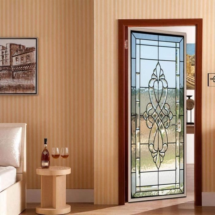 Sticker Trompe-l'œil 3D Pour Porte De Toilettes - Motif Cheval Blanc - 77 X 200 Cm - PVC Lavable - Autocollant Facile à Poser - 2