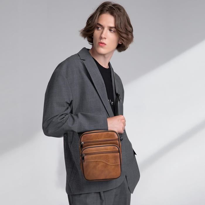 Sacoche Homme Bandouliere Sacoche Homme Cuir Veritable Petit Sac Bandouliere Homme Sac Porte Epaule Sacs Business Sacs A Dos n272 586 faux Cuir noir Cdiscount Bagagerie Maroquinerie