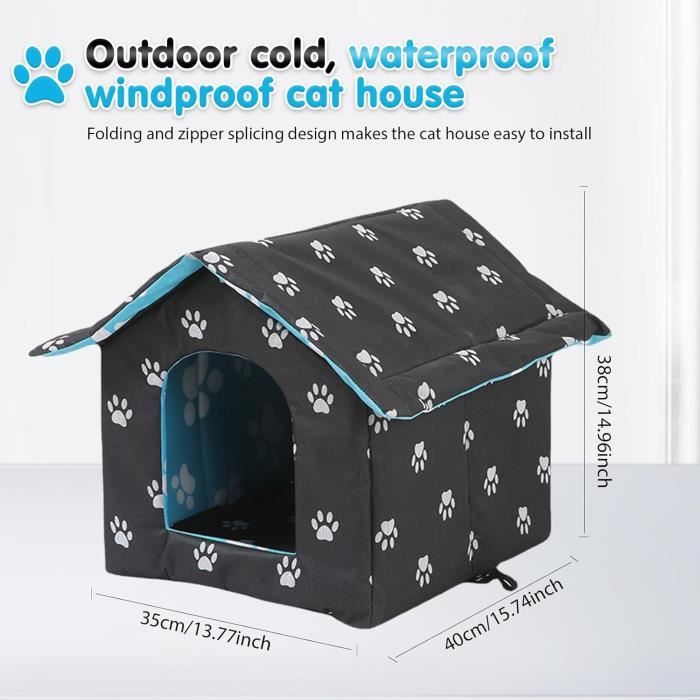 Niche Extérieure Pour Chat - Abri Résistant Intempéries Hiver/Été - Confortable Pour Chats Errants Et Domestiques - Taille S/M - 9