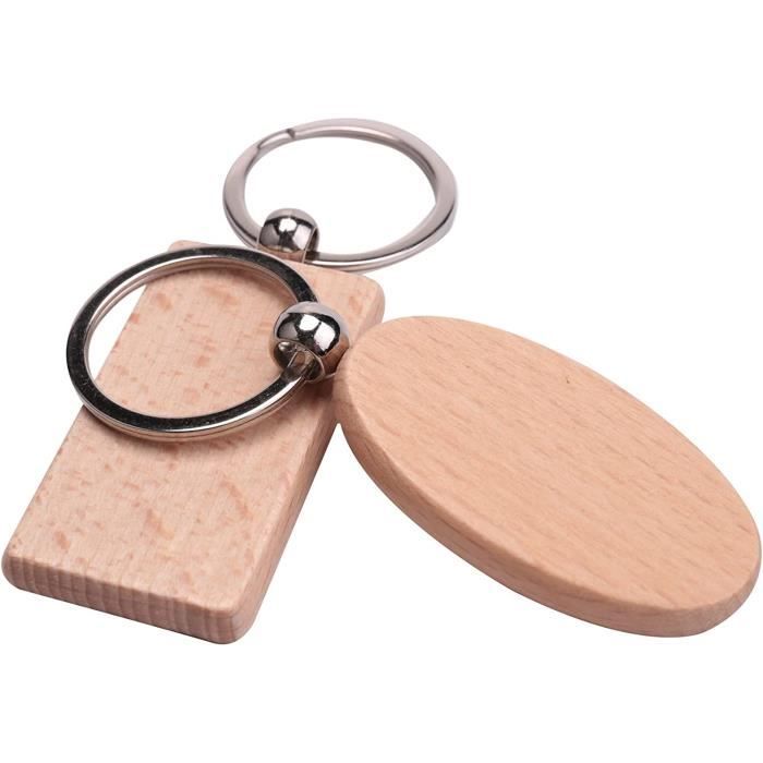 100 PièCes SéRies Porte-CléS en Bois Rond Blanc à Bricoler Soi-MêMe