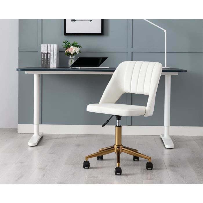 Wahson Chaise de bureau pivotante en velours réglable en hauteur
