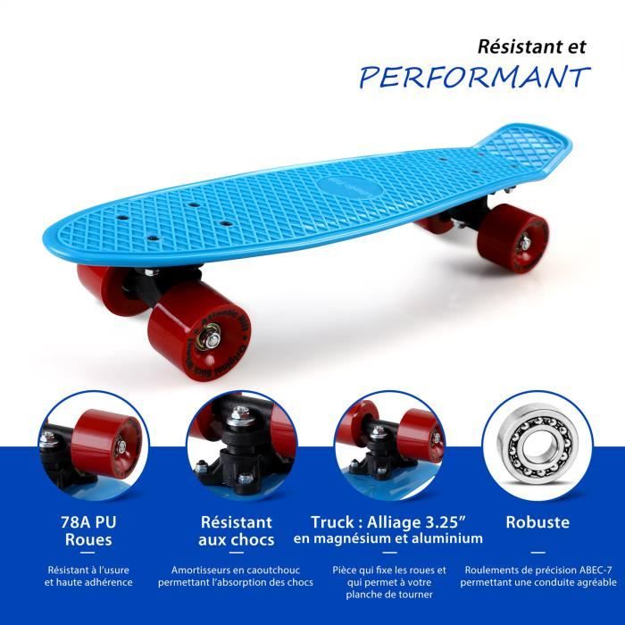 Move Planche à roulettes Vintage 57 cm bleu - Skateboard - Equipements  sportifs