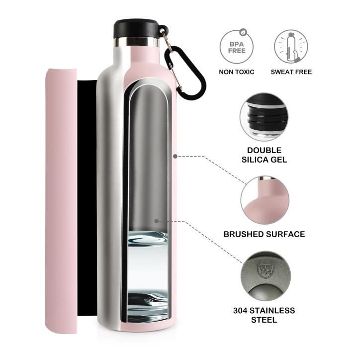 Bouteille isotherme en acier inoxydable pour enfants, sans BPA, 400 ml, thermos avec paille, bleu