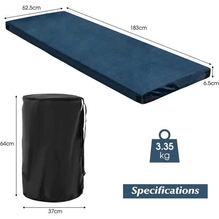 Matelas Pliable 1/2 Personnes Mousse Mémoire - Matelas Camping Portable Avec Housse Imperméable