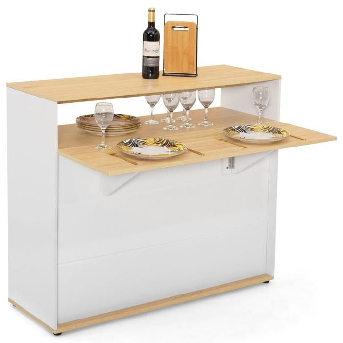 IDMARKET Meuble de bar extensible en table à manger 2 personnes VITO