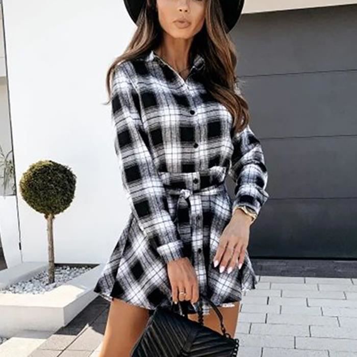 Robe chemise carreaux femme online