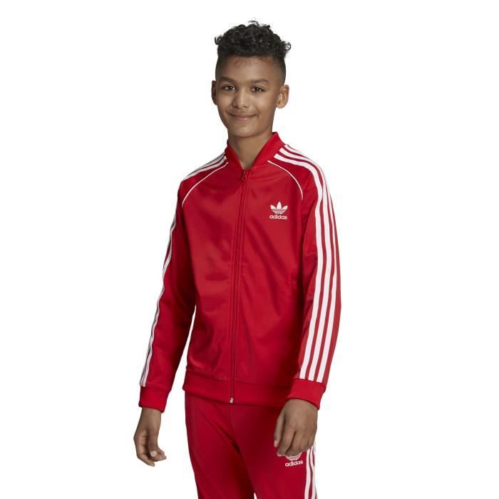 Veste de surv tement junior adidas SST Rouge fonc blanc