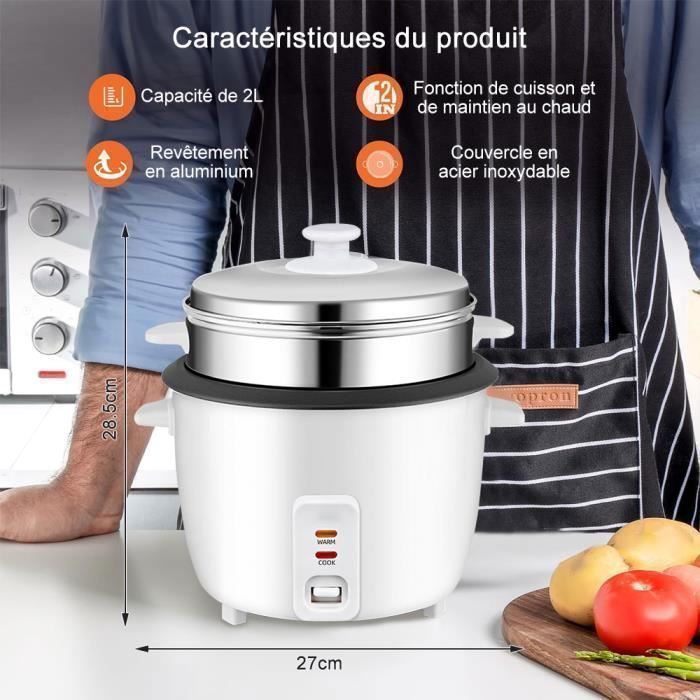 Cuiseur à Riz Petit 1,2L Avec Vapeur - Mini Rice Cooker Pour 1-2 Personnes, Pot Anti-Adhésif