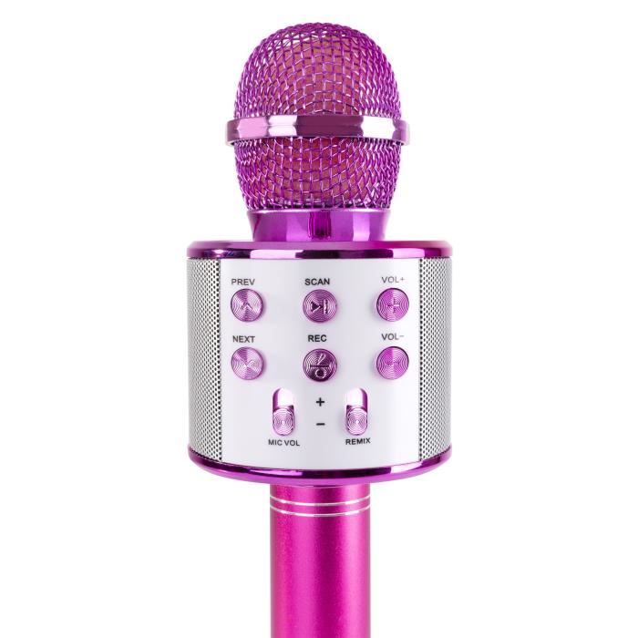 MAX KM01 Kit Deux Microphones Karaoké Micro Sans Fil Bluetooth - Argenté
