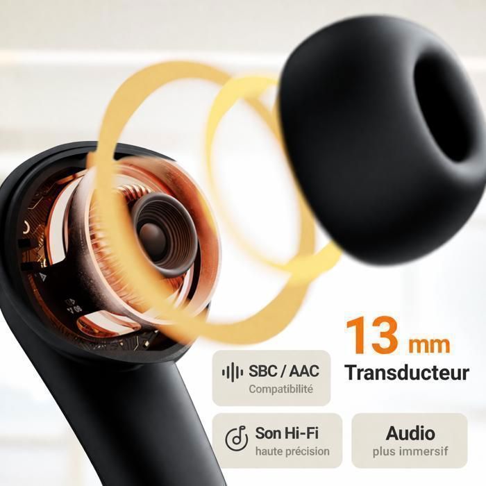 Écouteurs Sans Fil Bluetooth 5.3 – Réduction Bruit, Étanche IPX, Écran LED, Sport & Quotidien, Autonomie 32h, Commandes Tactiles