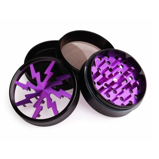ZEN Vaporizers Grinder XXL - Moulin à Herbes et Épices en Aluminium avec Tamis à Pollen, Couvercle Magnétique, 6,3cm - 4 pièces (Noir