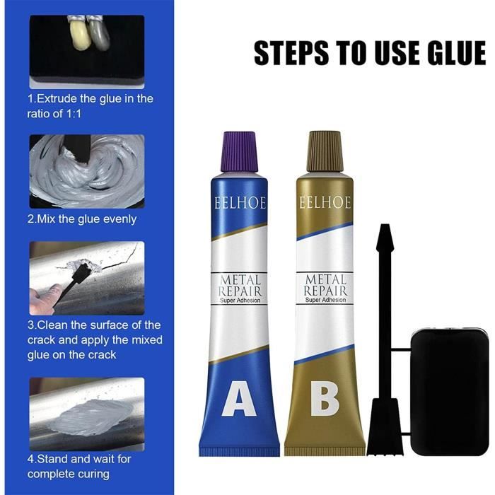 Colle Forte pour Tout Plastique, Colle Transparente à séchage immédiat, Magic Welding Glue AB