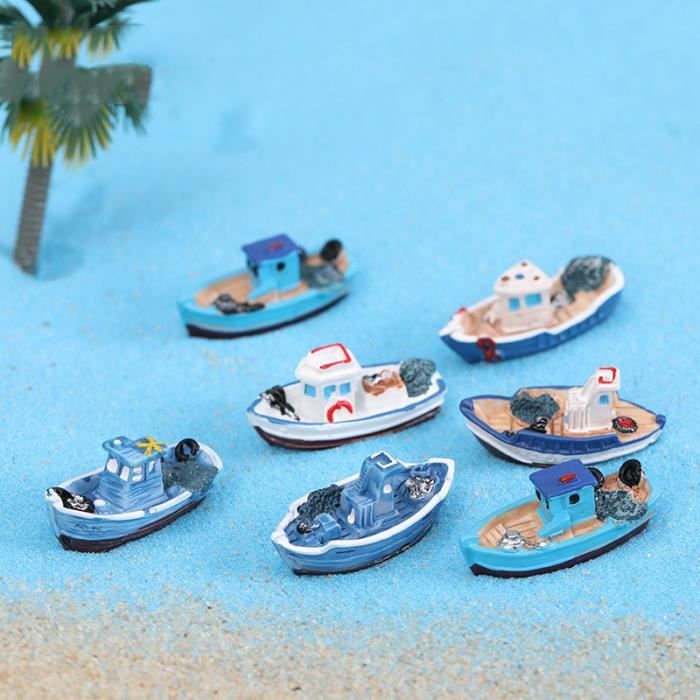 Mini Bateau Miniature En Résine – Décoration Nautique Pour Table, Maison De Poupée Ou Jardin Féérique – 1 Pièce (couleur Aléatoire)
