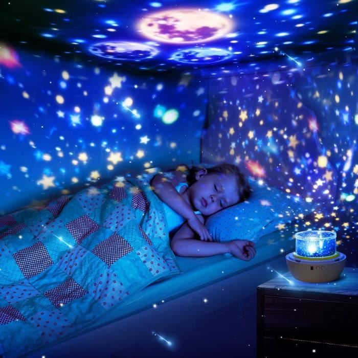 Veilleuse Enfant,Veilleuse Musicale et Lumineuse, Galaxy Projecteur avec 2  Films, Rotation à 360 Degrés, 17 Modes [27] - Cdiscount Maison